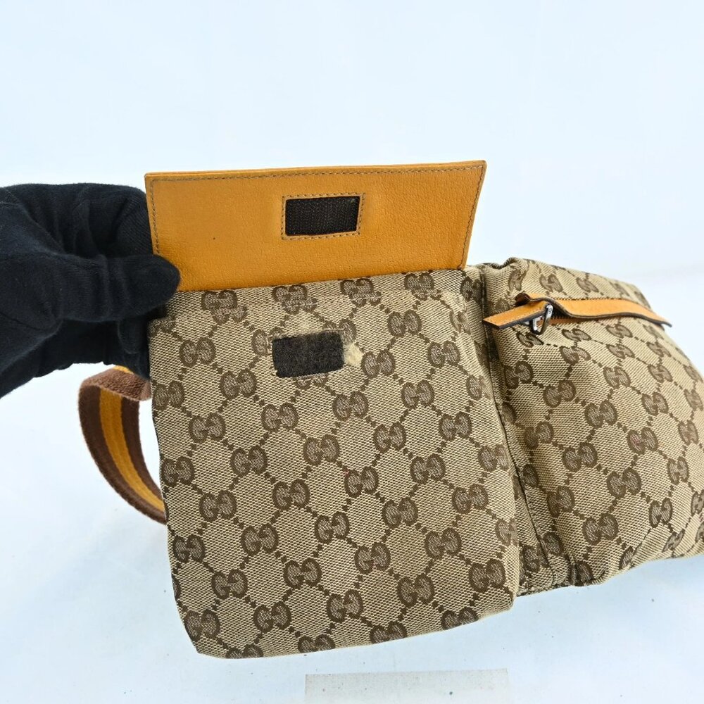 AUTHENTIC GUCCI GG Canvas Waist bag Beige Yellow bsj580-110825 - Picture 7 of 16